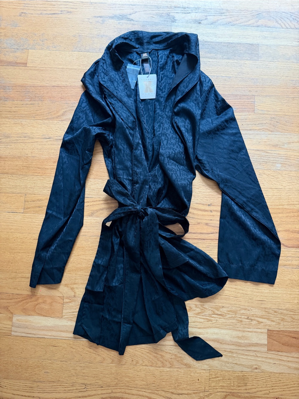 NWT Savage X Fenty Black Satin Tie-Waist Robe